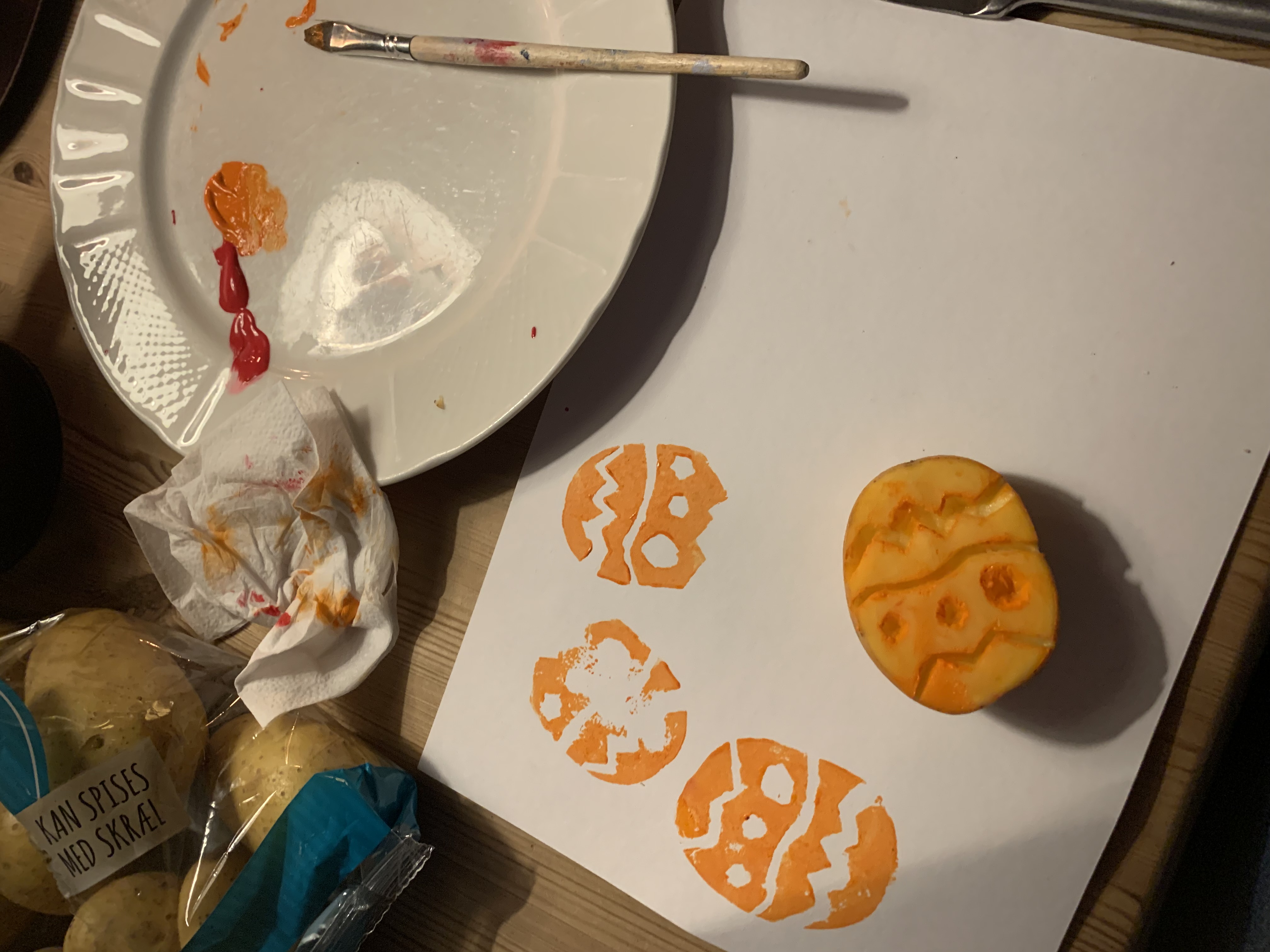 making cards from potato stamps